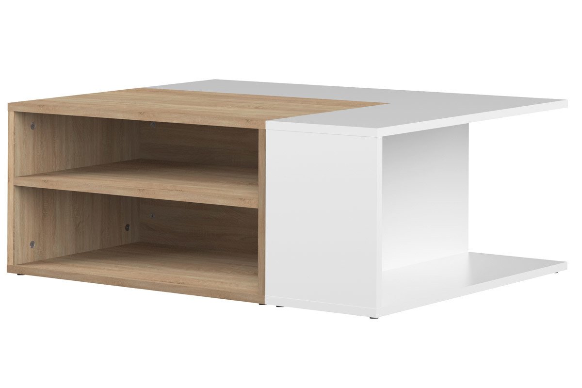 Table basse design bois et blanc amovible QUADRA