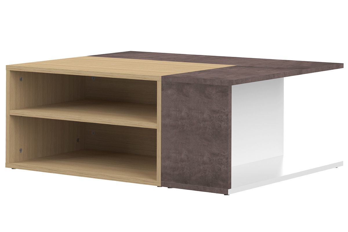 Table basse design bois et gris b�ton amovible QUADRA
