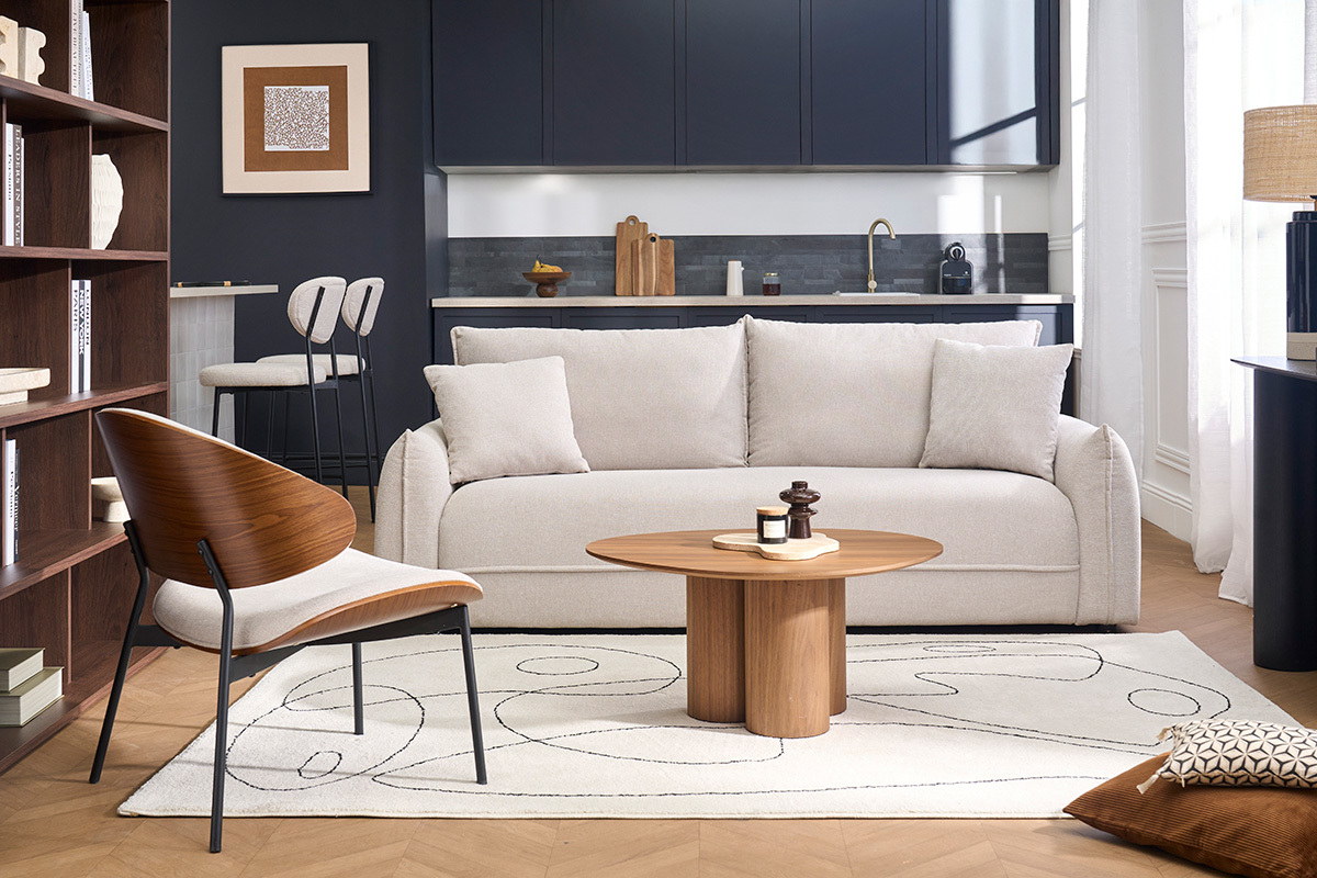 Table basse design bois fonc� noyer L78 cm HOLLEN