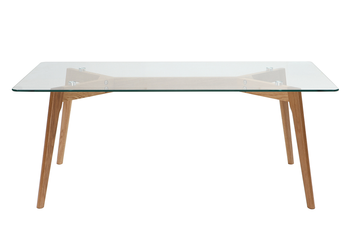 Table basse design contemporain verre et chne DAVOS
