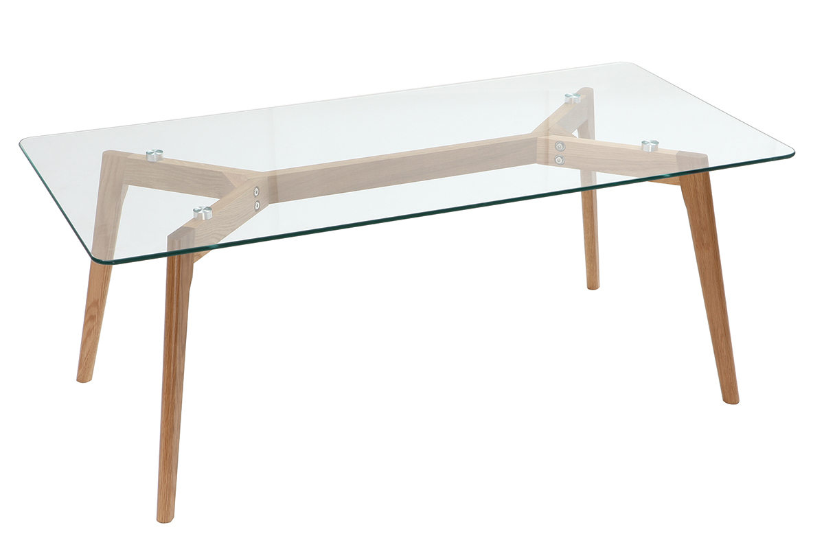 Table basse design contemporain verre et chne DAVOS