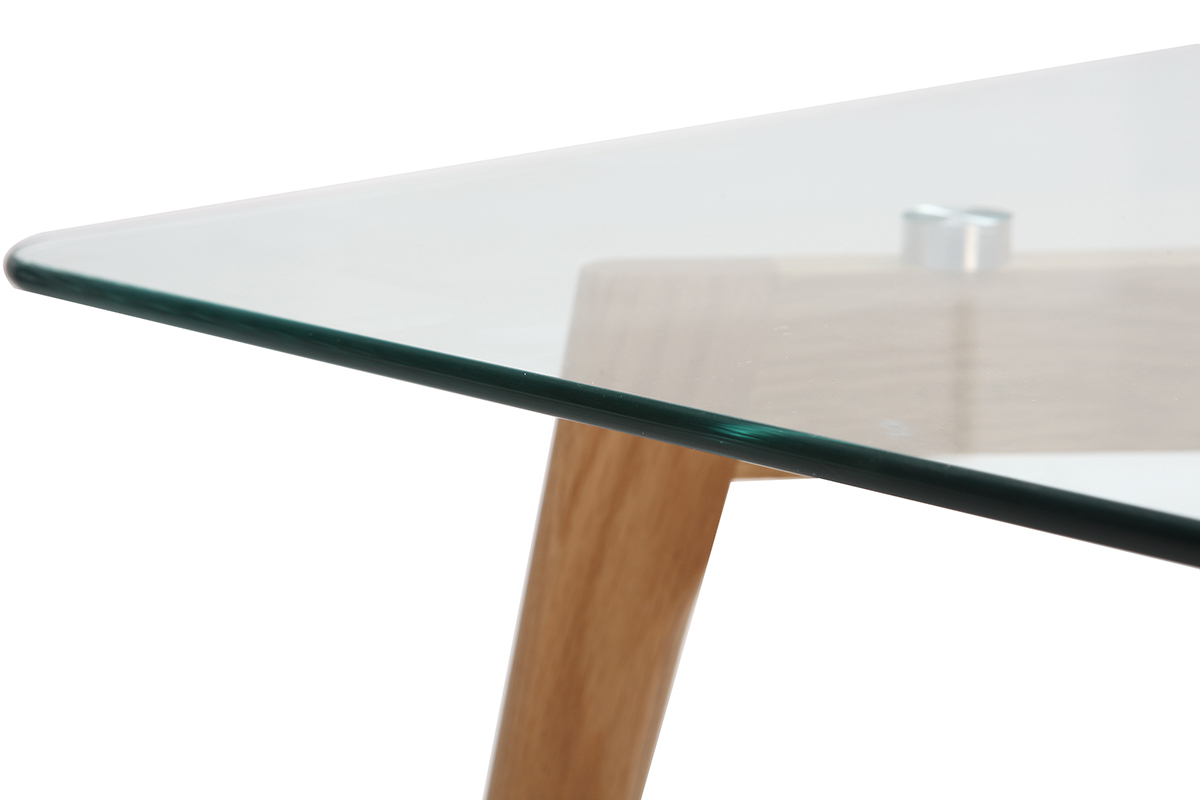 Table basse design contemporain verre et chne DAVOS