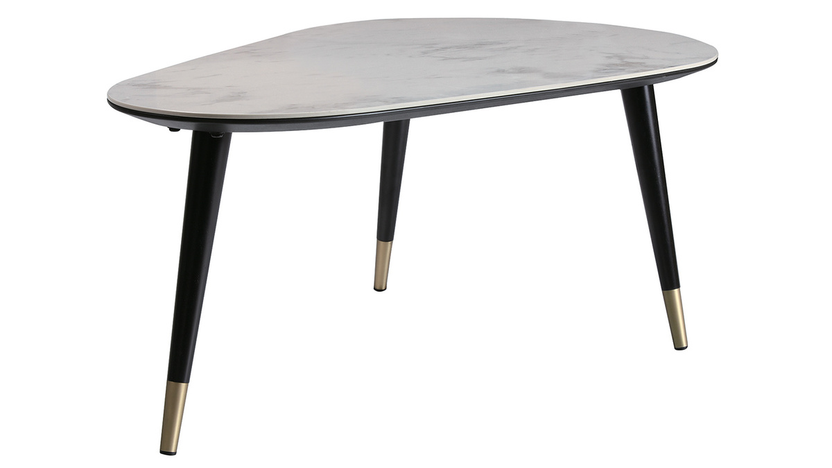 Table basse design effet marbre, bois noir et mtal dor L100 cm ALLURE