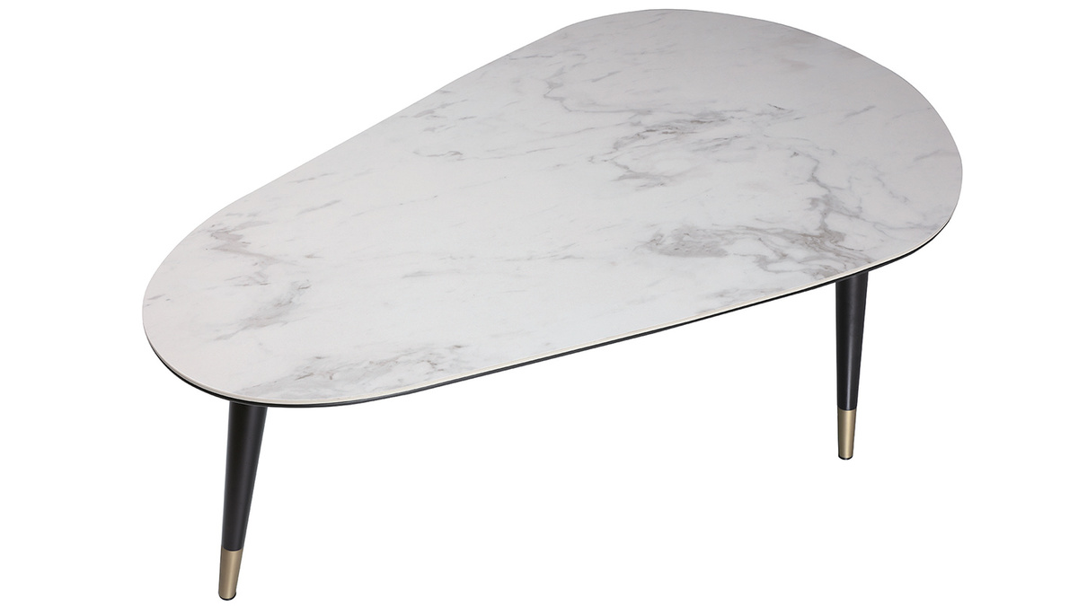 Table basse design effet marbre, bois noir et mtal dor L100 cm ALLURE