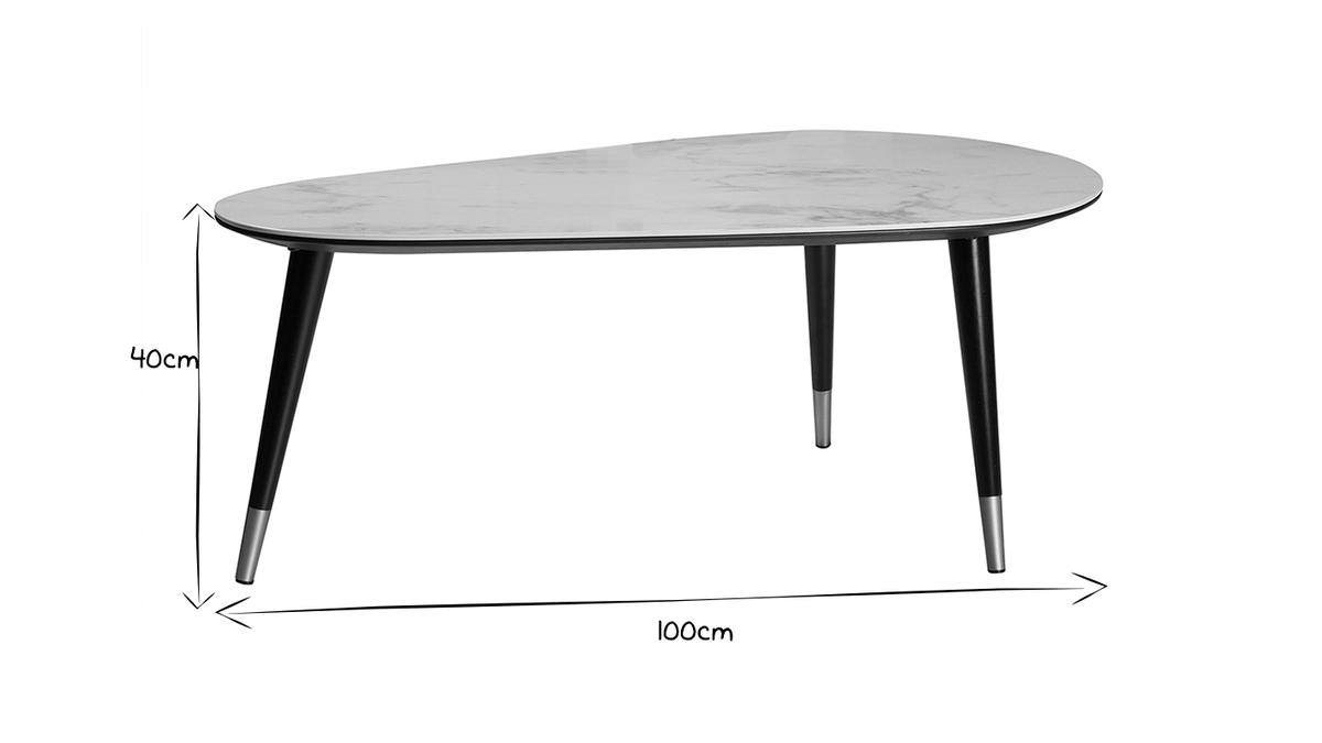 Table basse design effet marbre, bois noir et mtal dor L100 cm ALLURE