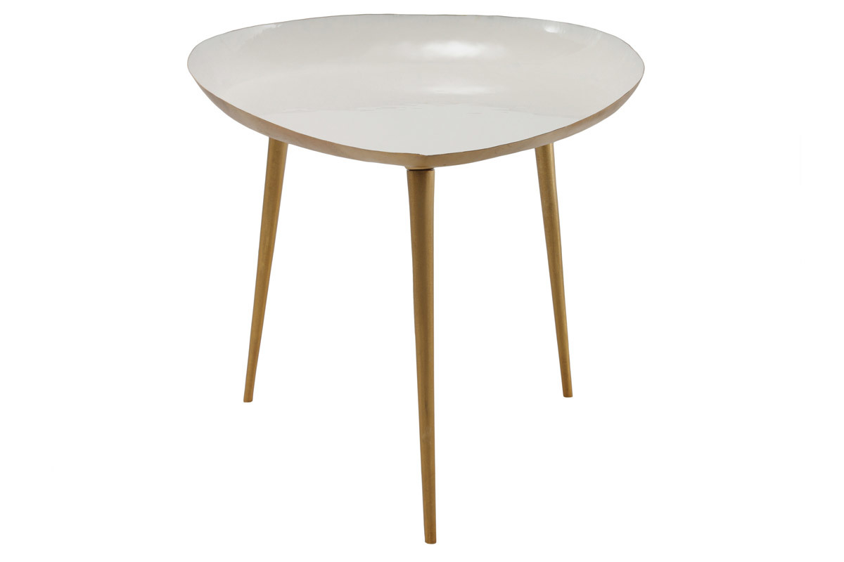Table basse design en acier laqu blanc 80 cm DROP