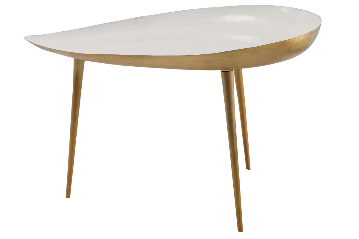 Table basse design en acier laqu blanc 80 cm DROP