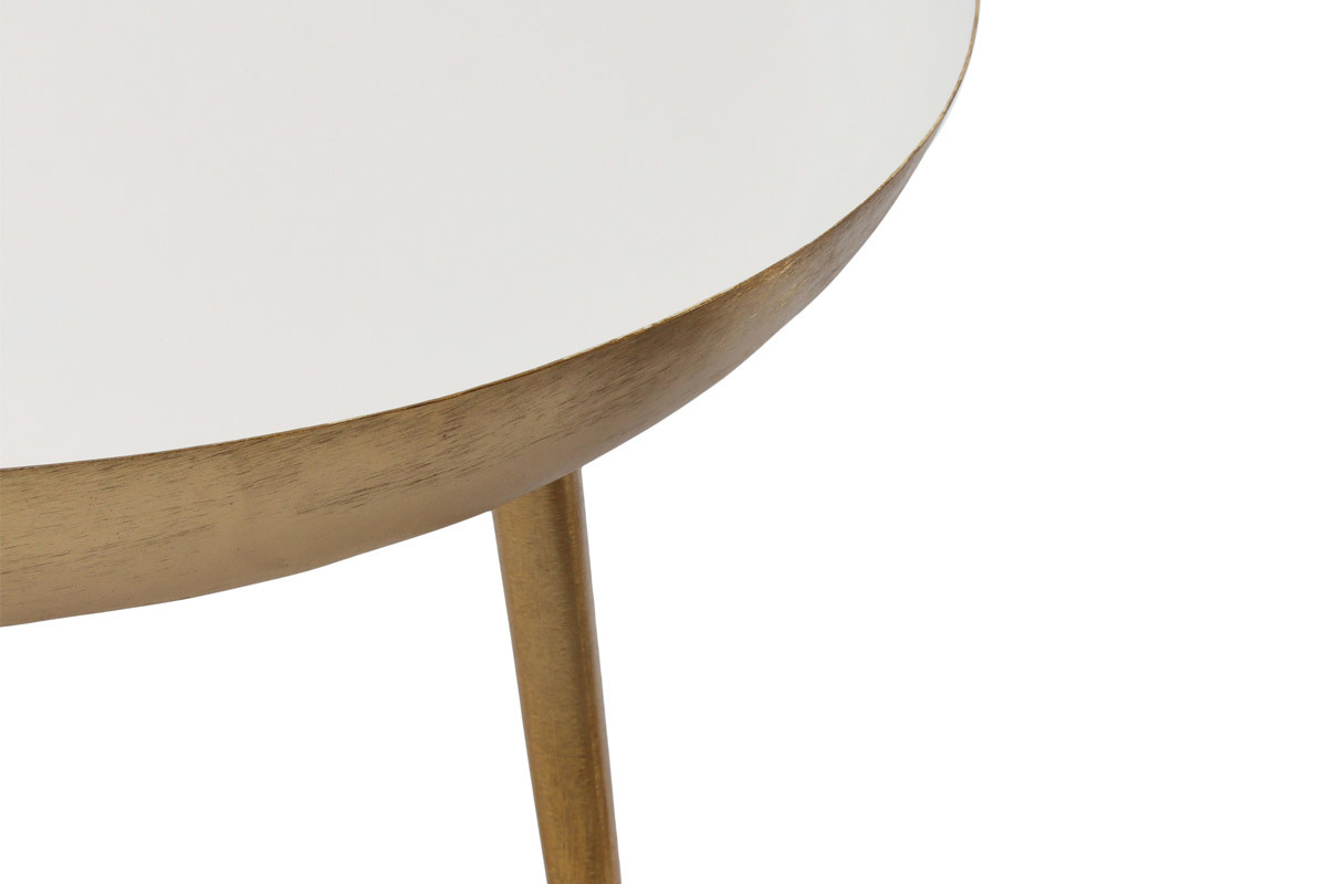 Table basse design en acier laqu blanc 80 cm DROP