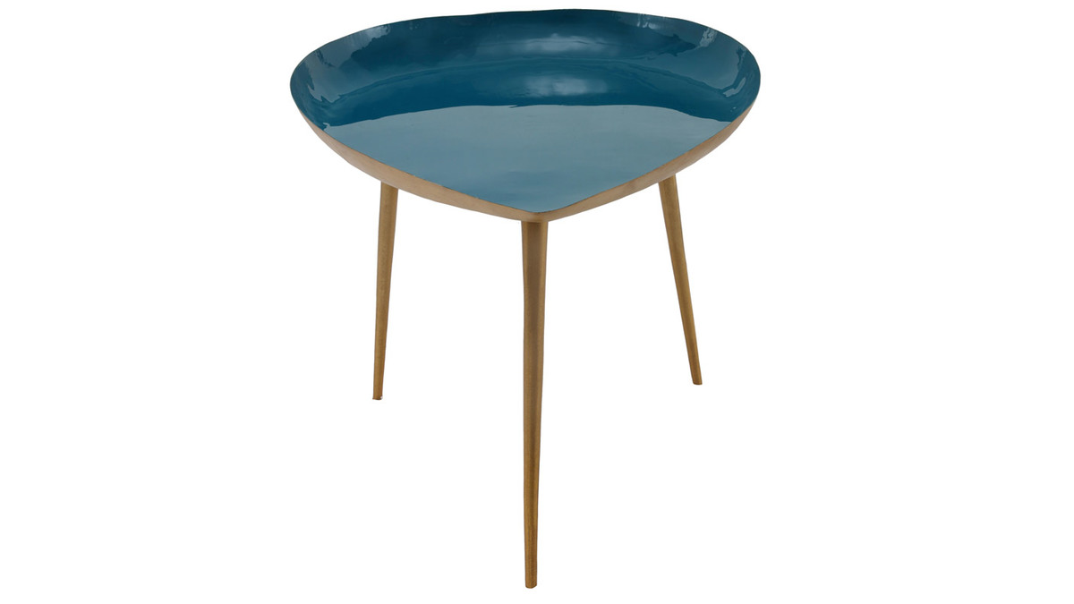 Table basse design en acier laqu bleu canard 80 cm DROP