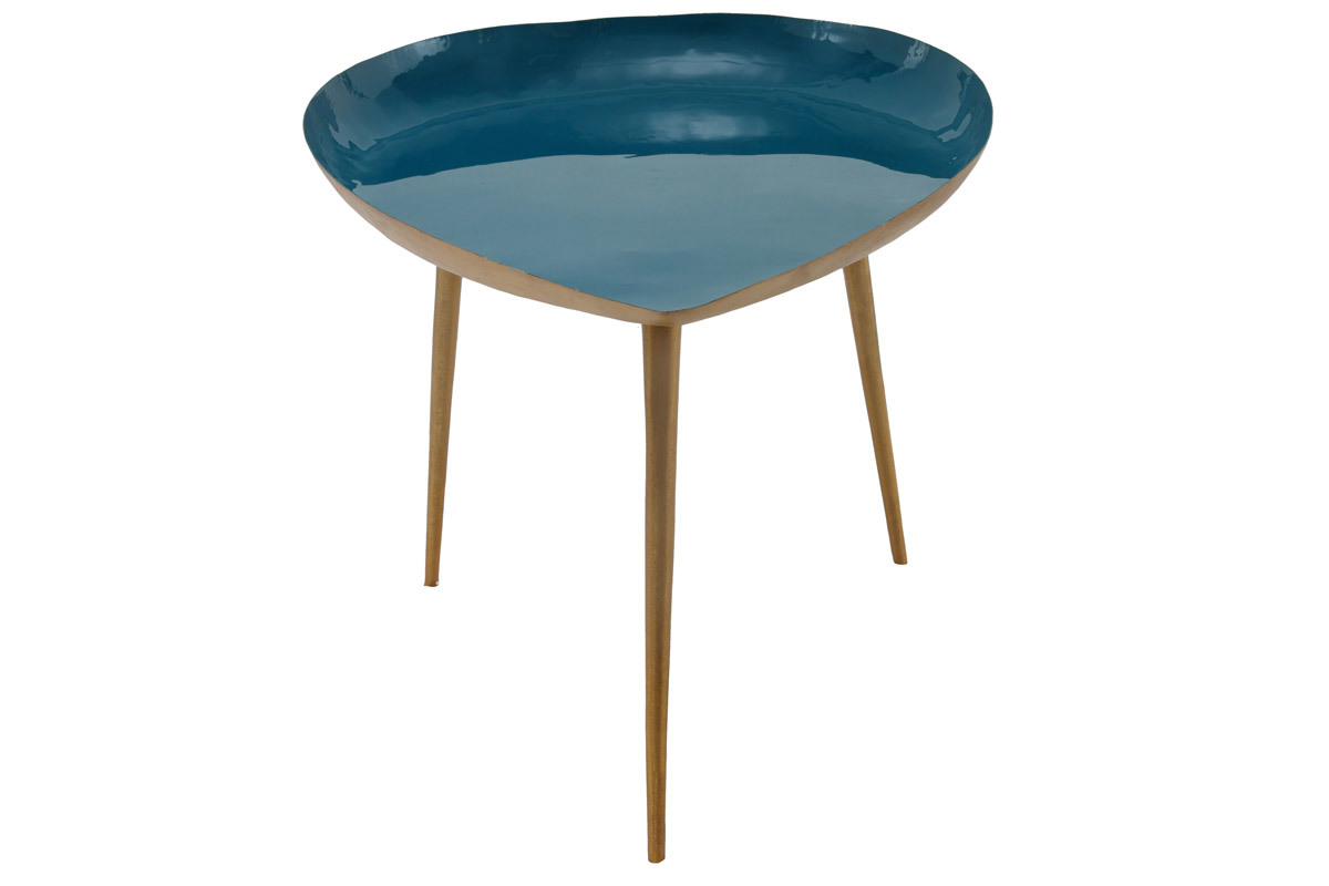Table basse design en acier laqu� bleu canard 80 cm DROP
