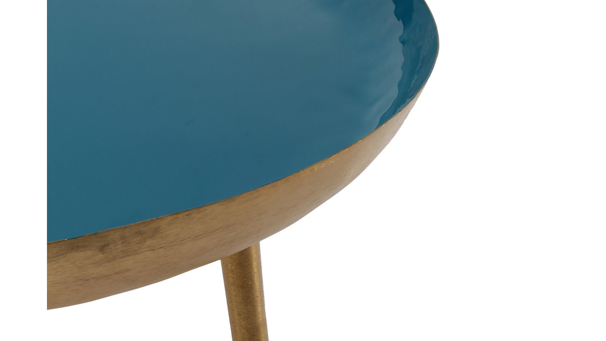 Table basse design en acier laqu bleu canard 80 cm DROP
