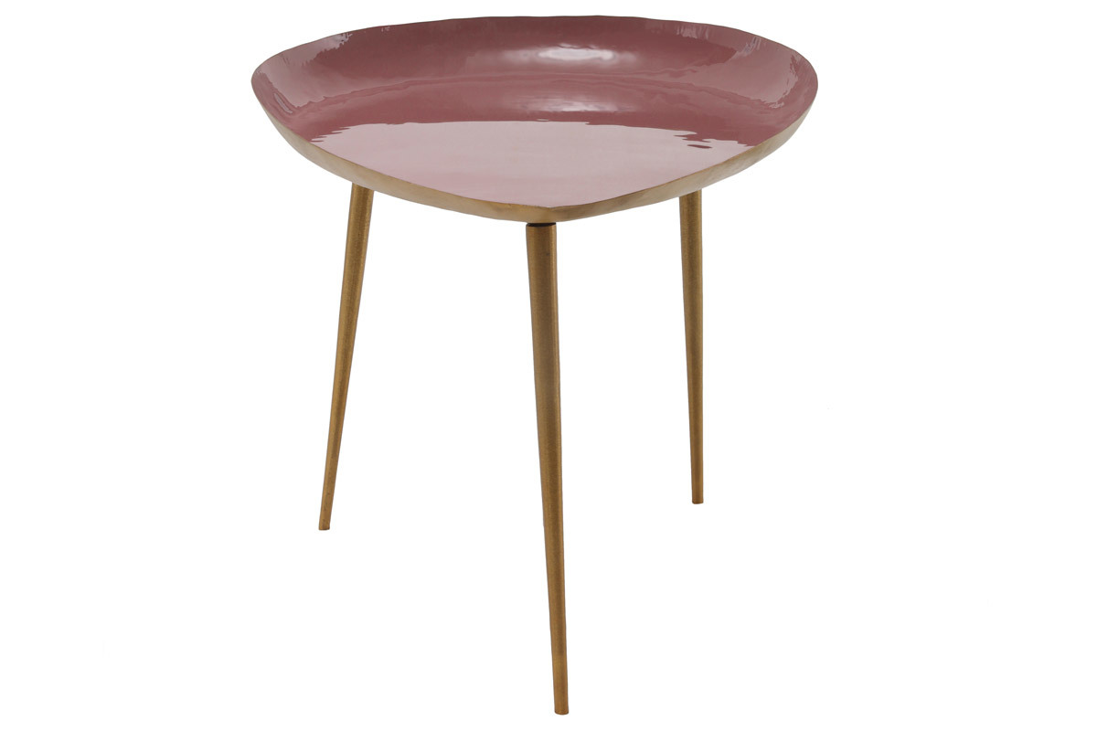Table basse design en acier laqu rose 80 cm DROP