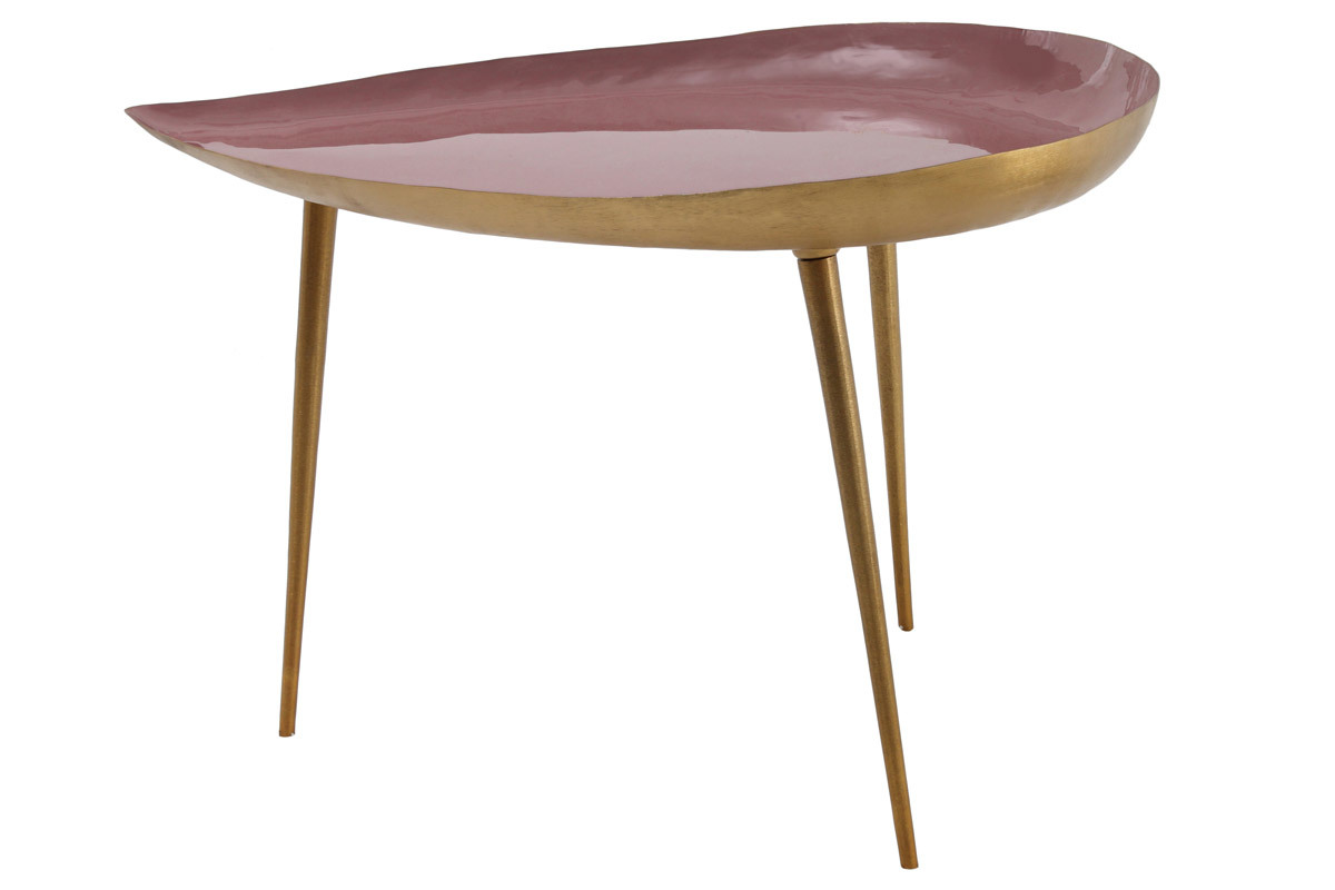 Table basse design en acier laqu rose 80 cm DROP