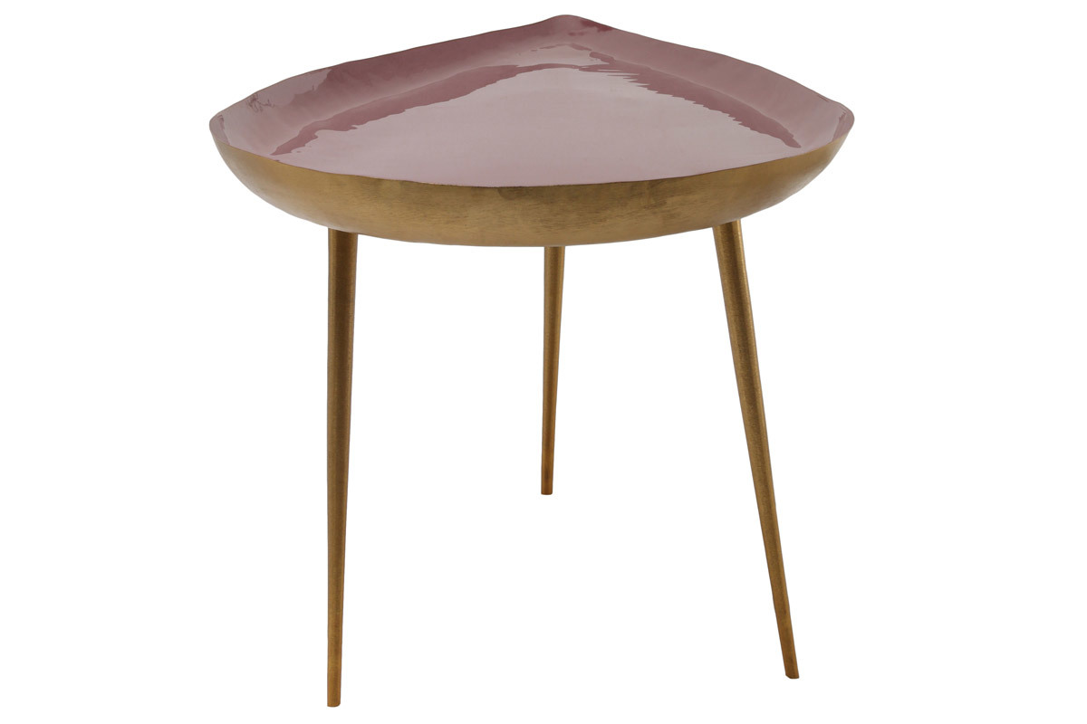 Table basse design en acier laqu rose 80 cm DROP