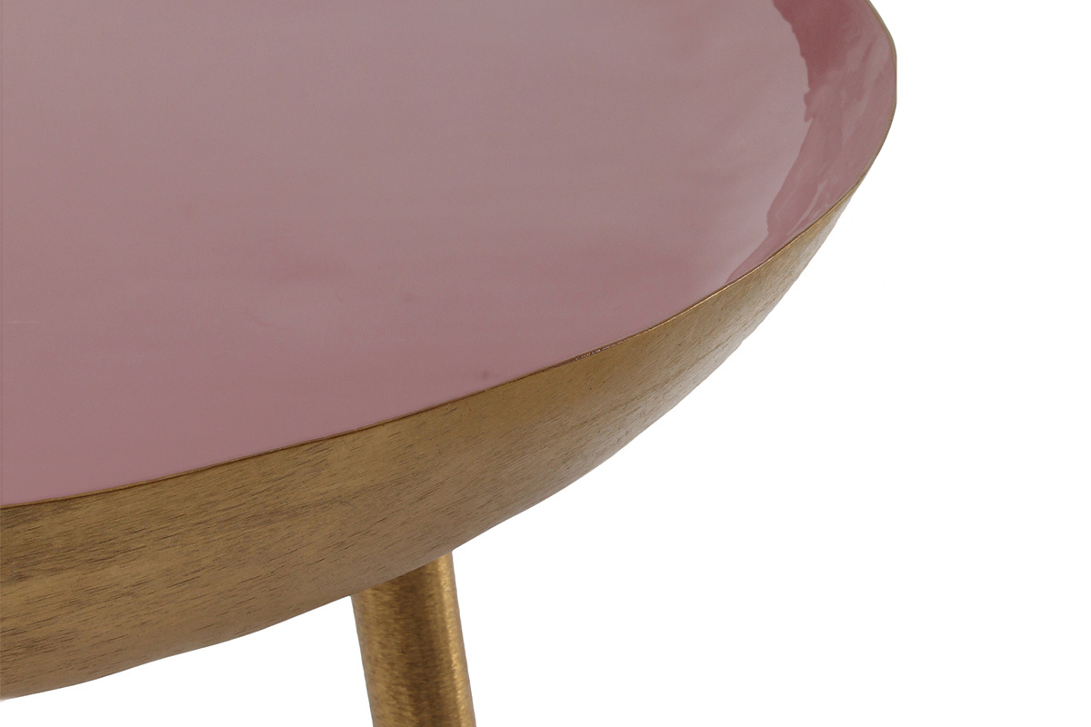 Table basse design en acier laqu rose 80 cm DROP