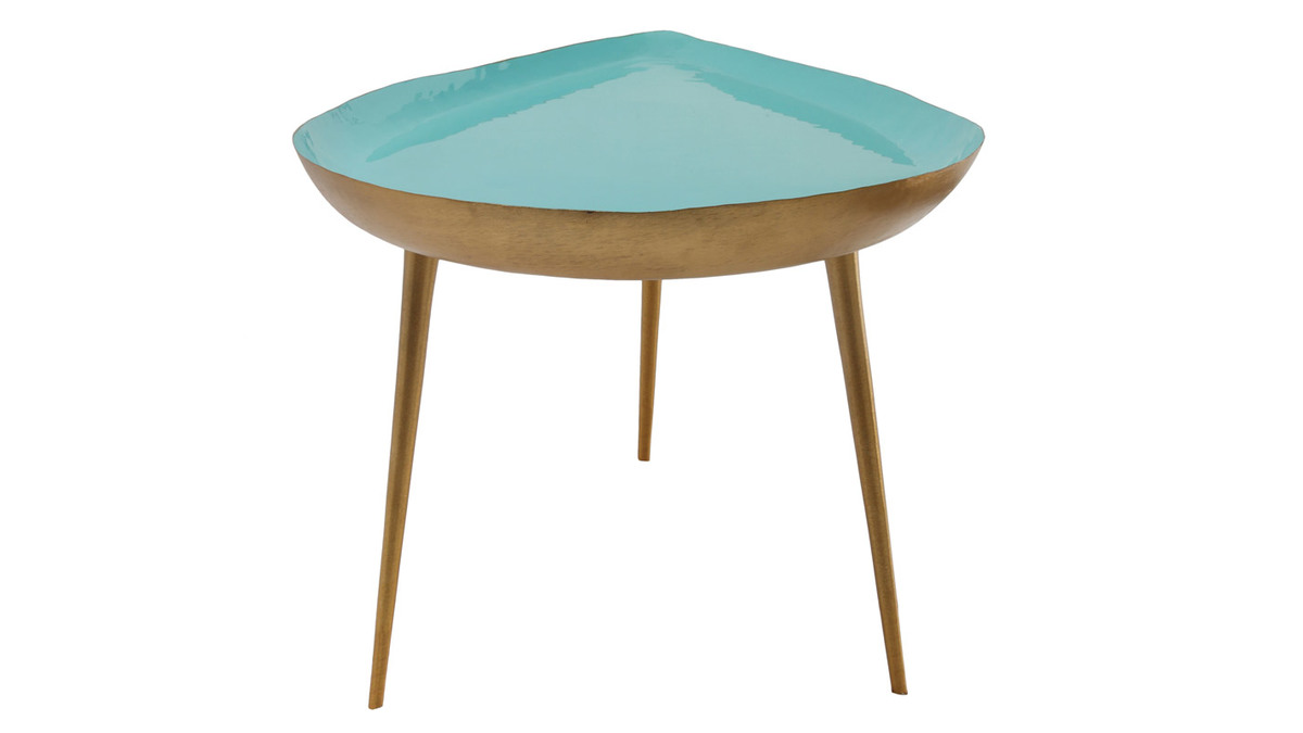 Table basse design en acier laqu vert d'eau 80 cm DROP