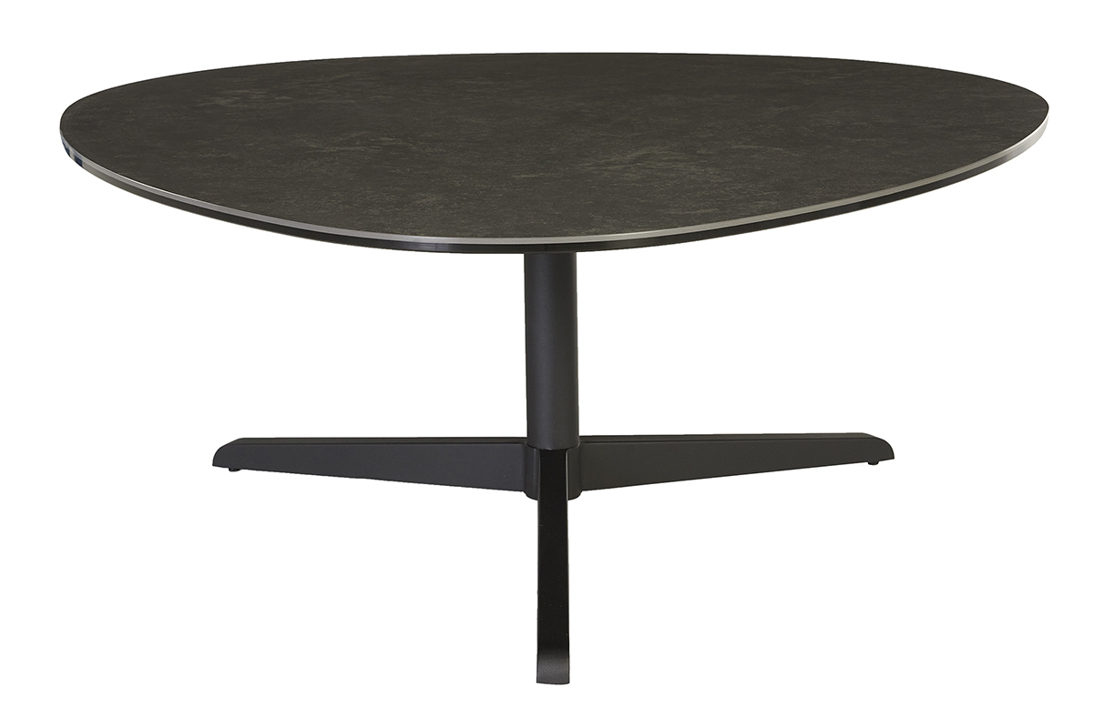 Table basse design en c�ramique noire et m�tal L100 cm LEWA
