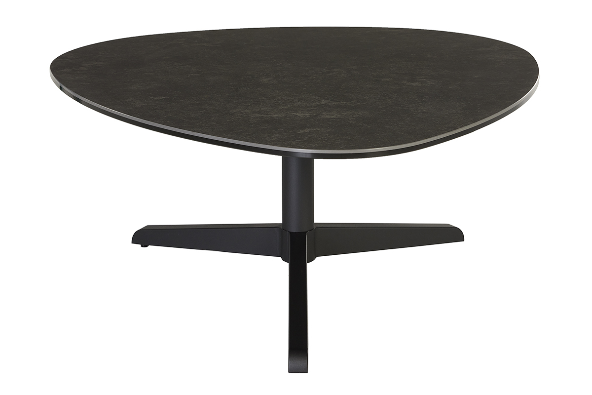 Table basse design en c�ramique noire et m�tal L84 cm LEWA