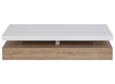 Table basse design laquée blanc brillant et bois SONOMA