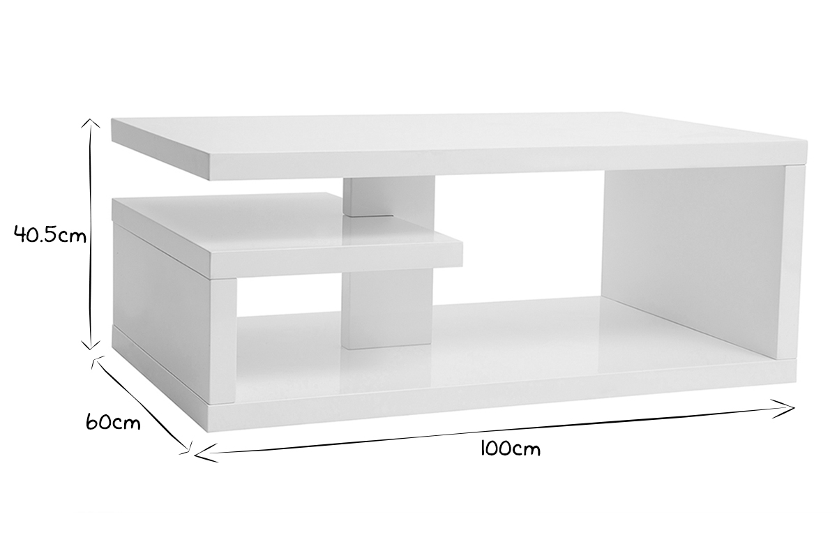 Table basse design laque blanc L100 cm HALTON