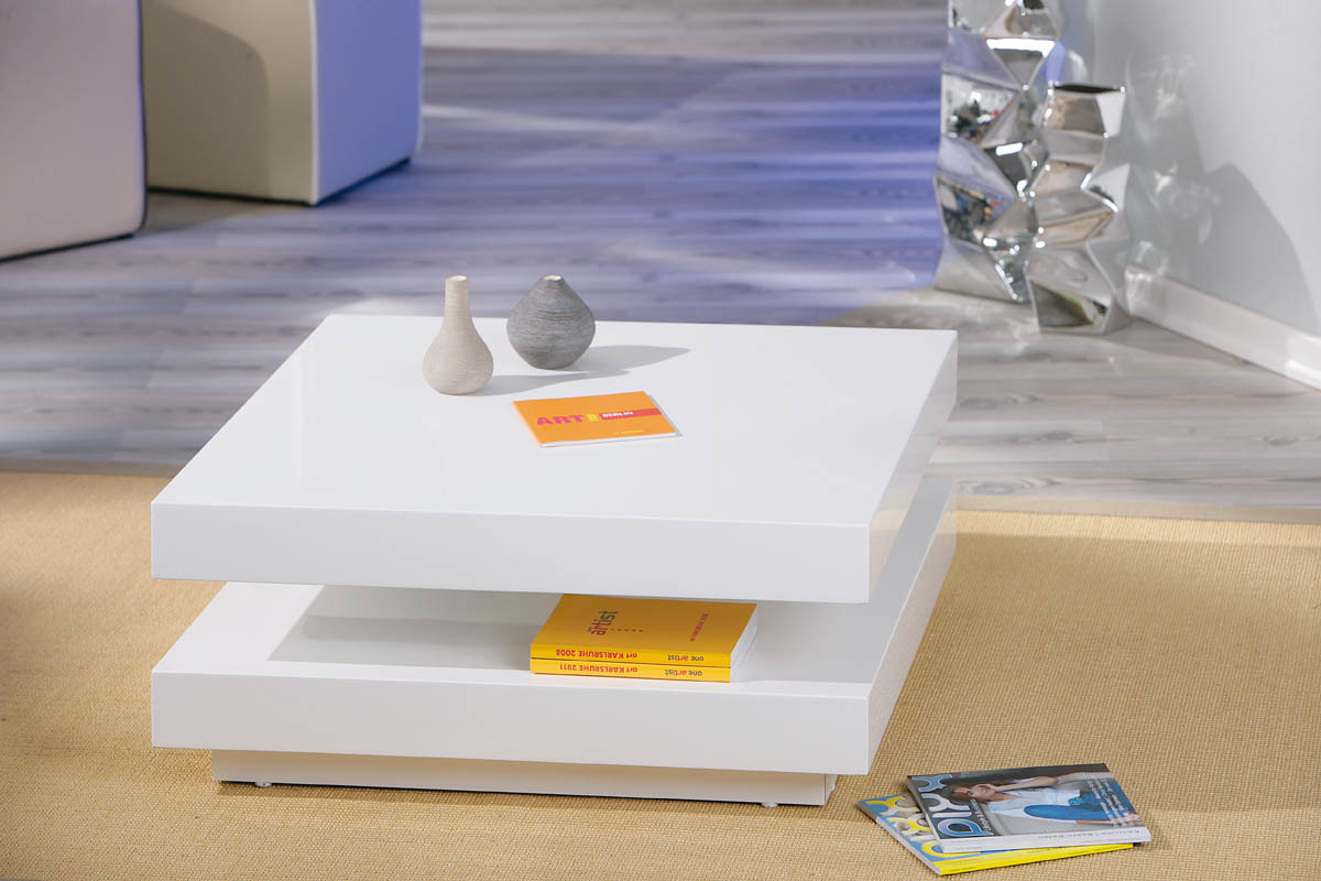 Table basse design laque blanche DARIA