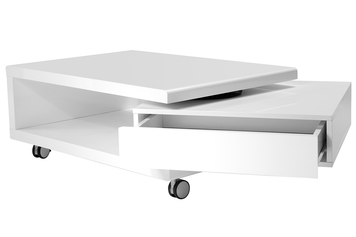 Table basse design laqu�e blanche LIVO