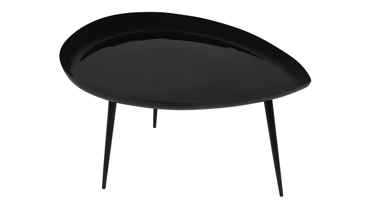 Table basse design laque en acier noir L80 cm DROP