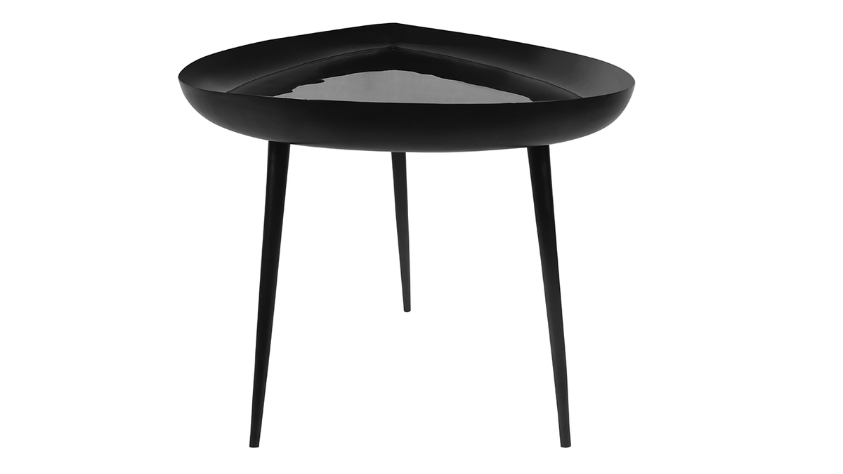 Table basse design laque en acier noir L80 cm DROP