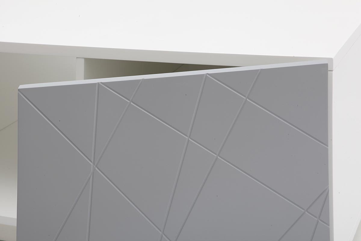 Table basse design laqu�e gris mat 90cm ALESSIA