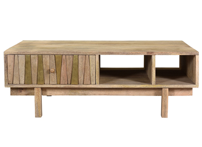 Table basse design manguier massif et laiton ZAIKA