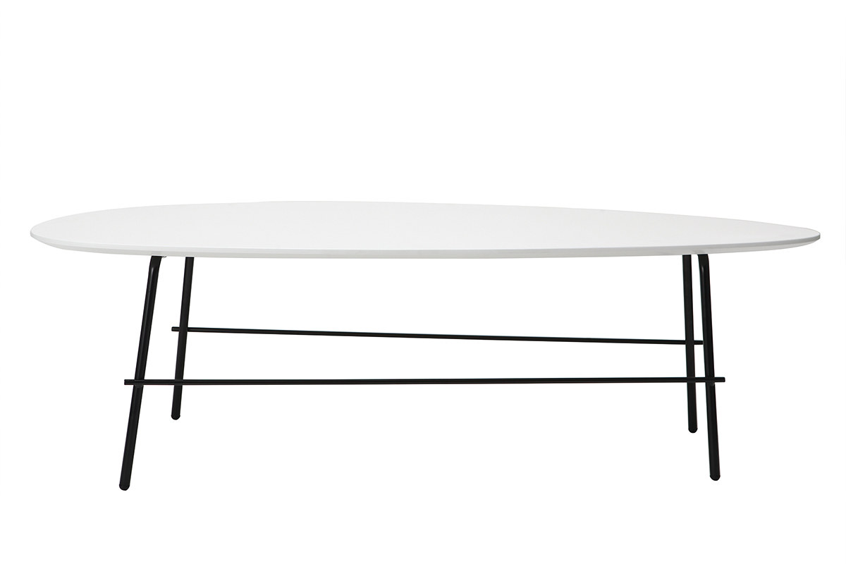 Table basse design m�tal blanc 131 cm BLOOM