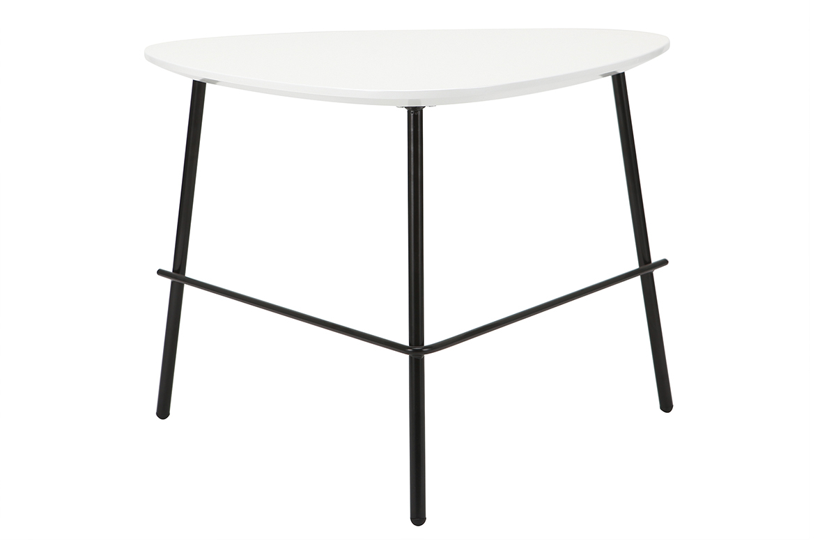 Table basse design m�tal blanc L60 cm BLOOM