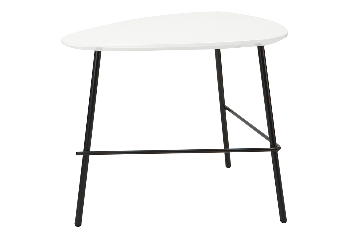 Table basse design m�tal blanc L60 cm BLOOM