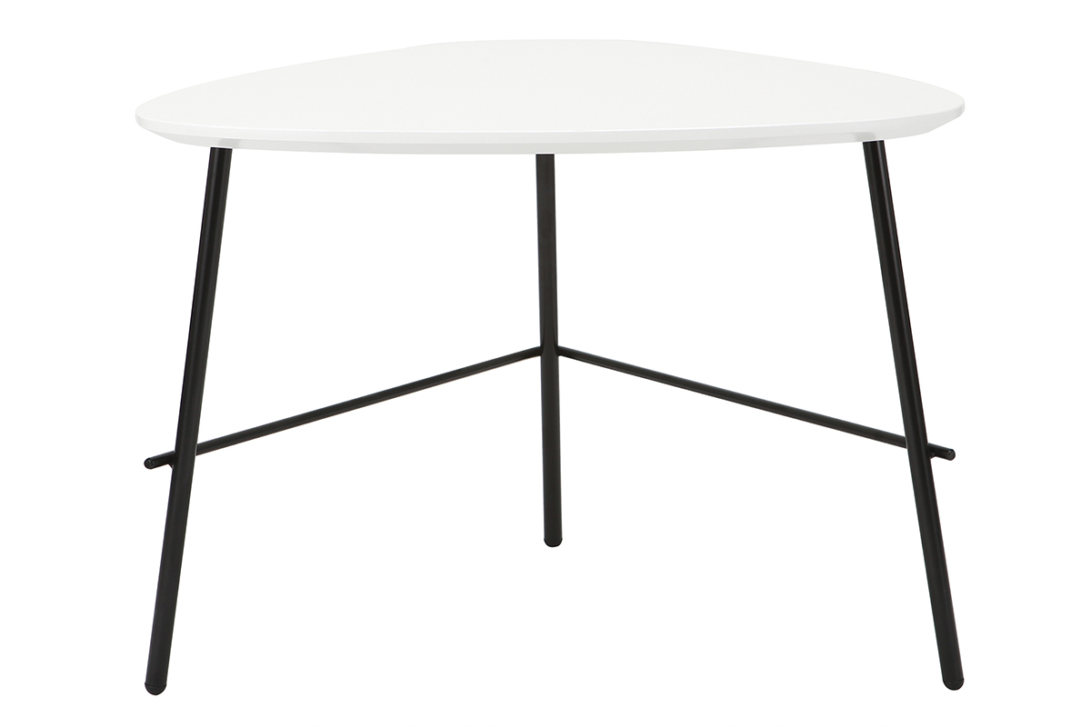 Table basse design m�tal blanc L60 cm BLOOM