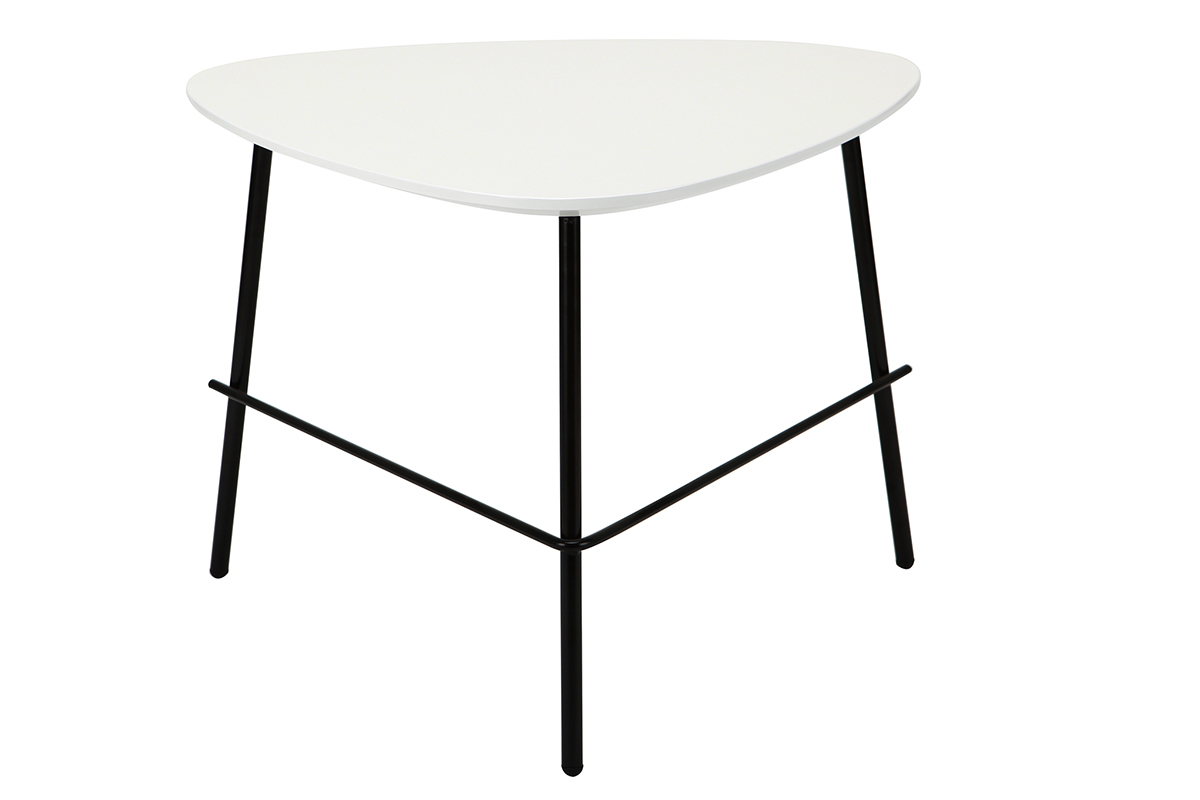 Table basse design m�tal blanc L60 cm BLOOM