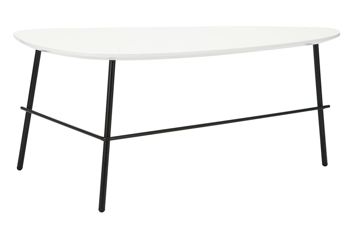 Table basse design m�tal blanc L93 cm BLOOM