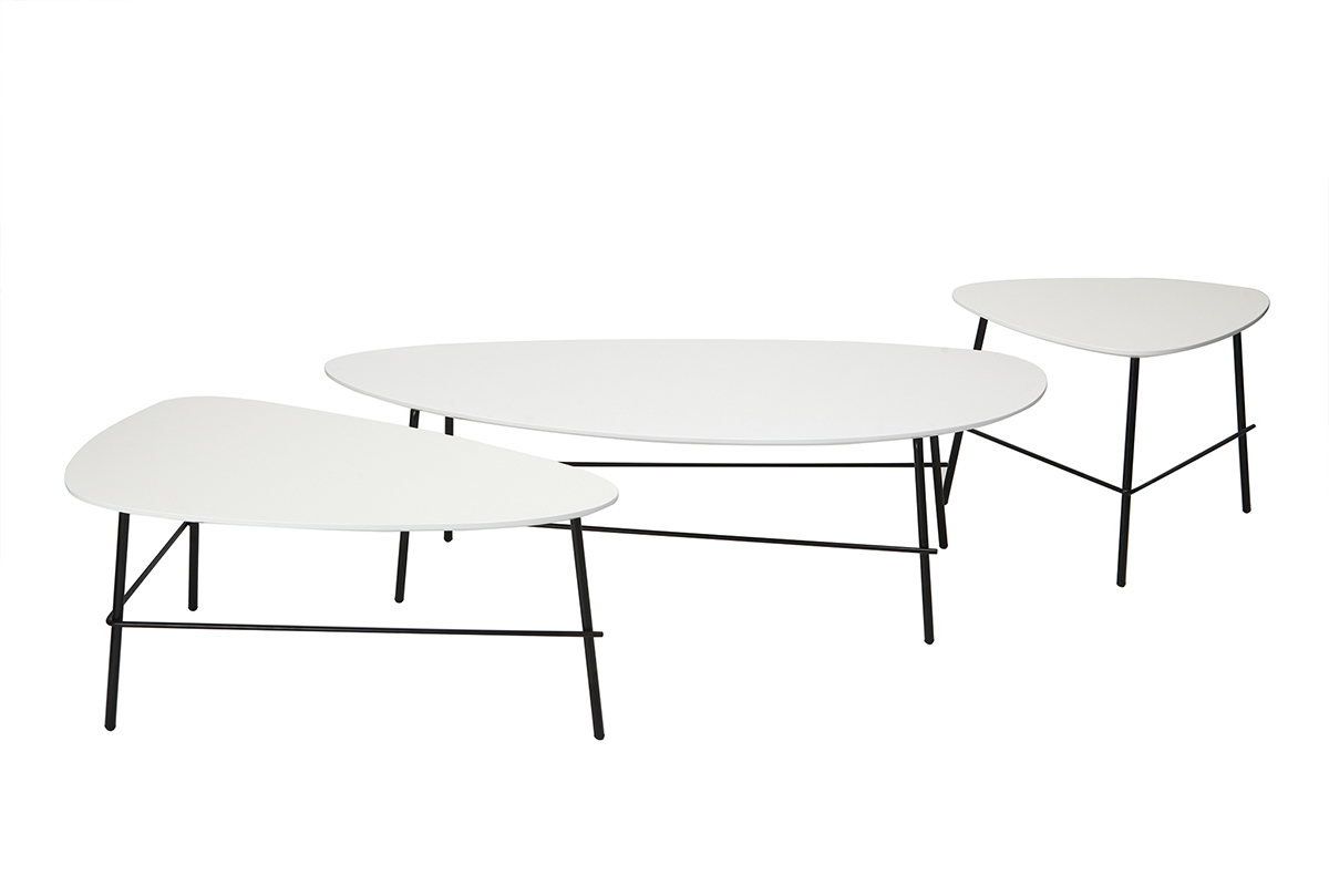 Table basse design m�tal blanc L93 cm BLOOM