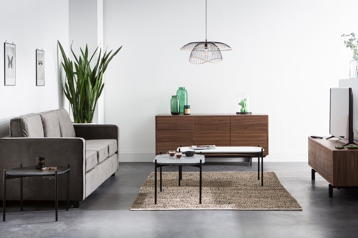 Table basse design m�tal gris 50x75 cm SEGA