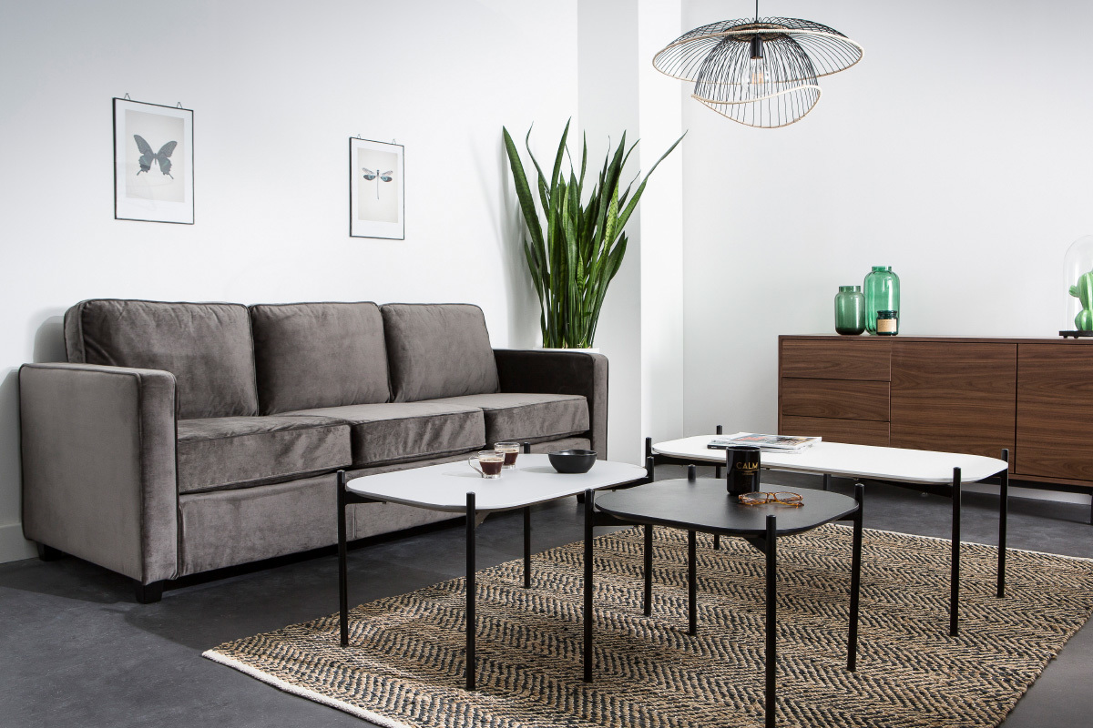 Table basse design m�tal gris 50x75 cm SEGA