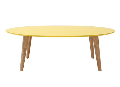 Table basse design ovale 120cm jaune EKKA