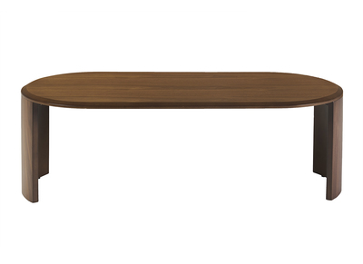 Table basse design ovale en bois fonc&eacute; noyer L120 cm ASSA