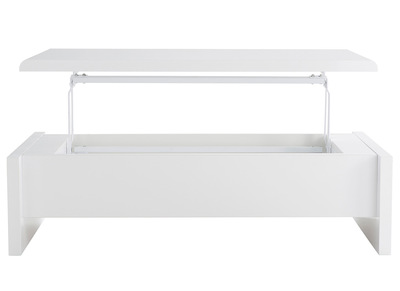 Table basse design r&eacute;glable blanche avec rangement LOLA