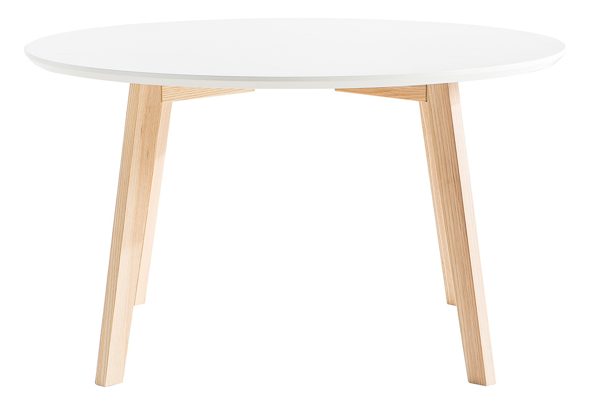 Table basse design ronde blanc mat D80 cm SARA