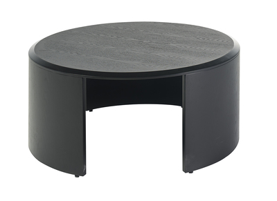 Table basse design ronde bois noir D80 cm ZAHRA