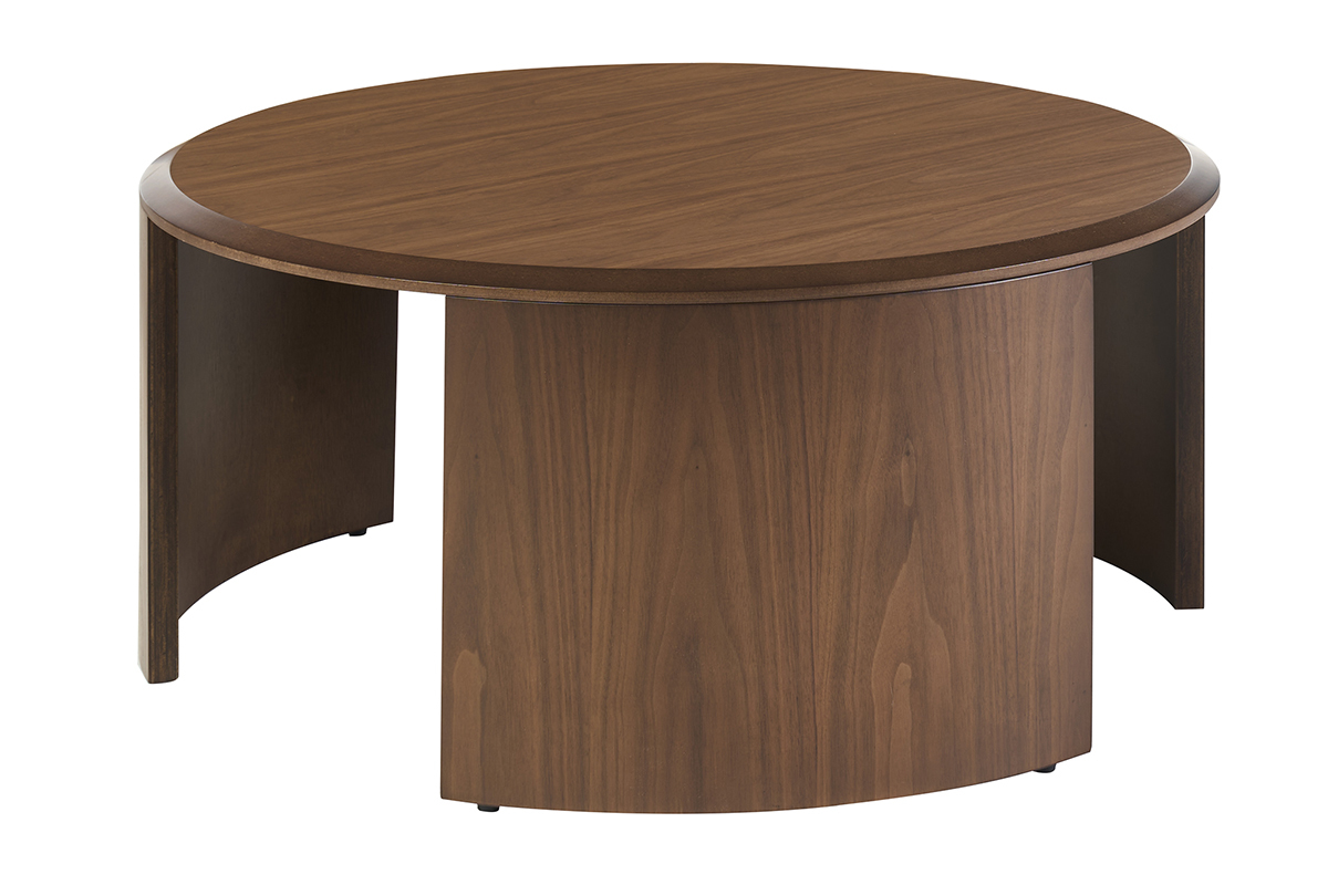 Table basse design ronde en bois fonc� noyer D80 cm ZAHRA