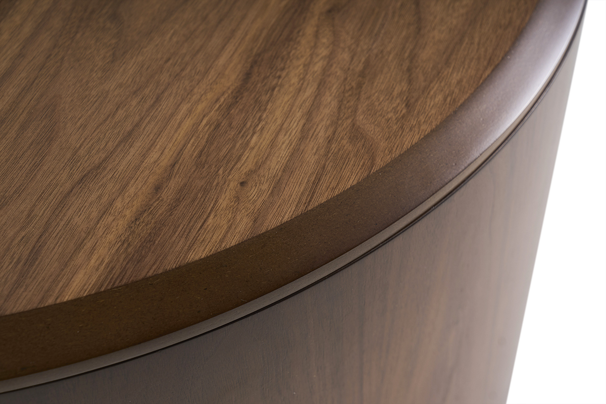 Table basse design ronde en bois fonc� noyer D80 cm ZAHRA