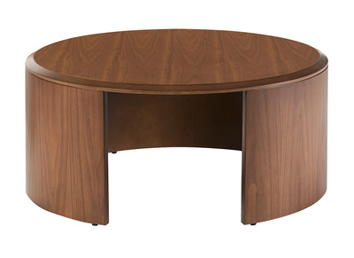 Table basse design ronde en bois fonc&eacute; noyer D80 cm ZAHRA