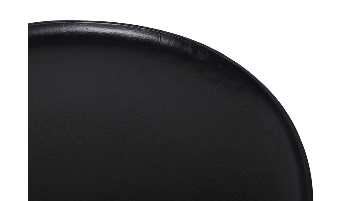 Table basse en aluminium noir et manguier D75 cm LUMI