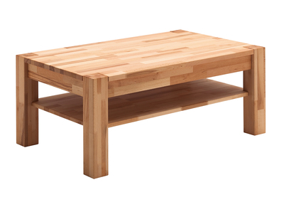 Table basse en h&ecirc;tre massif avec rangement L105 cm CODY