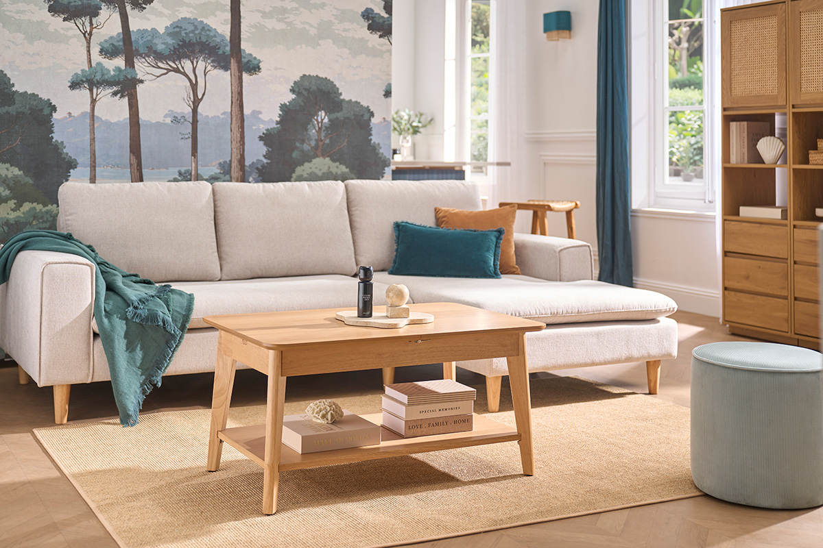 Table basse extensible rectangulaire en bois fonc� L90-120 cm VILI